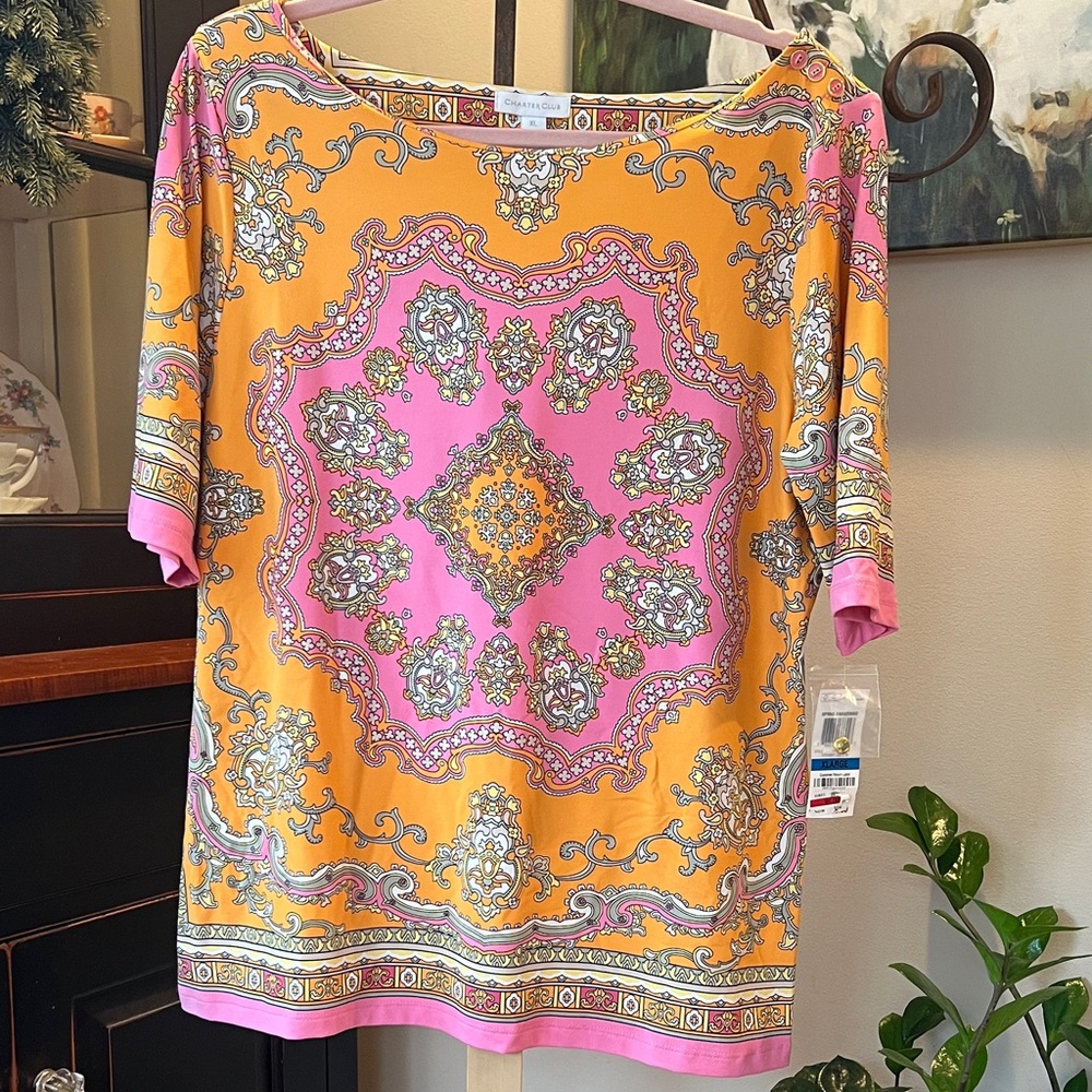 New Vibrant Pink and Orange Women's Top from Macys